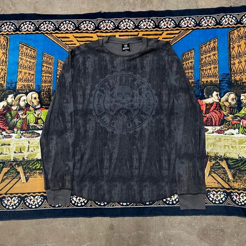 Black affliction thermal tshirt Size xl Sinister tag punk skater y2k faded